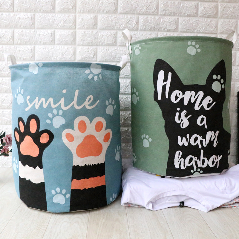Dirty Clothes Storage Baskets Toy Storage Bucket Cartoon Folding Fabric Hamper Marble Laundry Basket