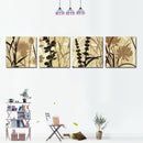 Miico Hand Painted Four Combination Decorative Paintings Botanic Grass And Flower Wall Art For Home Decoration
