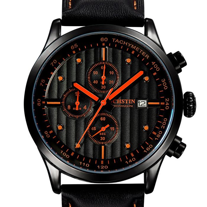 OCHSTIN GQ042B Luxury Men Quartz Watch Fashion Sub-dail Leather Straps Sport Watch
