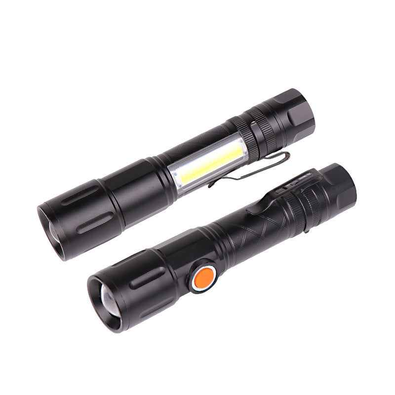 XANES 1245 T6+COB LED 5 Modes USB Rechargeable Telescopic Zoom LED Flashlight