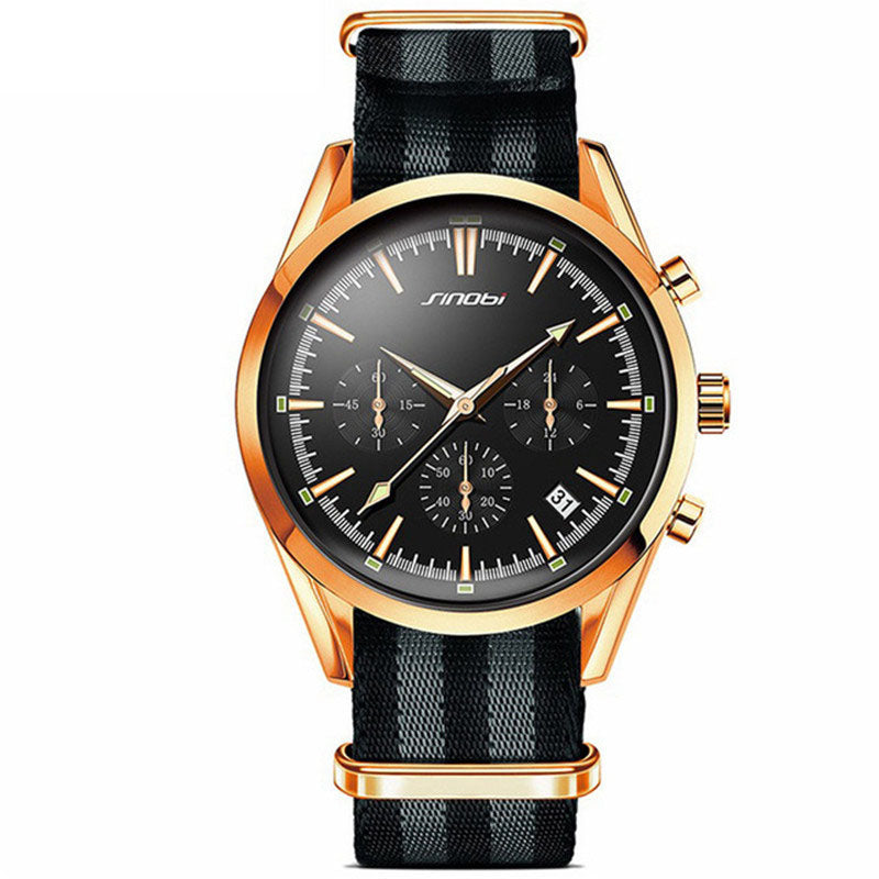 SINOBI 9642 Men Watch Chronograph Luminous Male Military Fashion Casual Quartz Watch