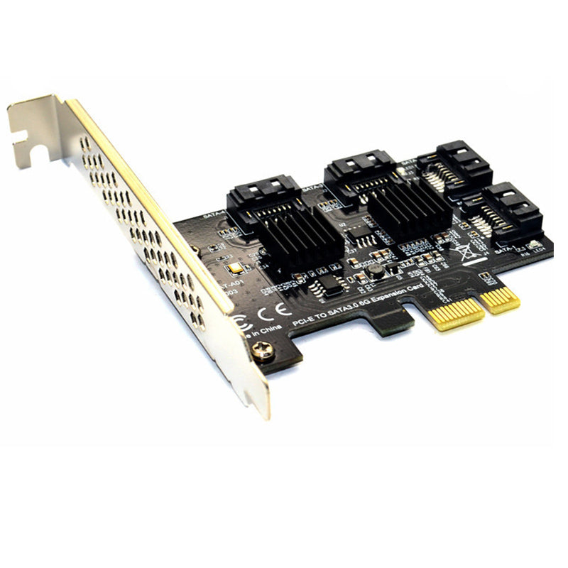 ITHOO PCE4SAT-A01 4 Ports SATA3.0 SSD IPFS Hard Disk Adapter PCI-E Expansion Card 6Gbps for Desktop Computer