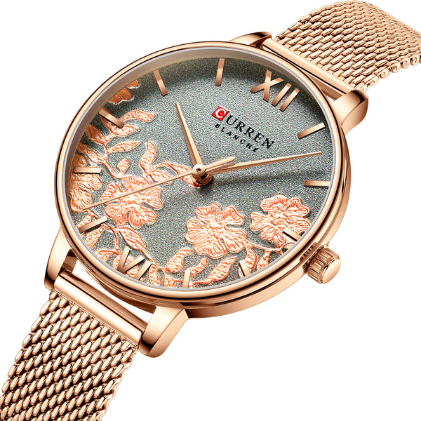 CURREN 9065 Flower Show Fashionable Ladies Wrist Watch Waterproof Quartz Watches
