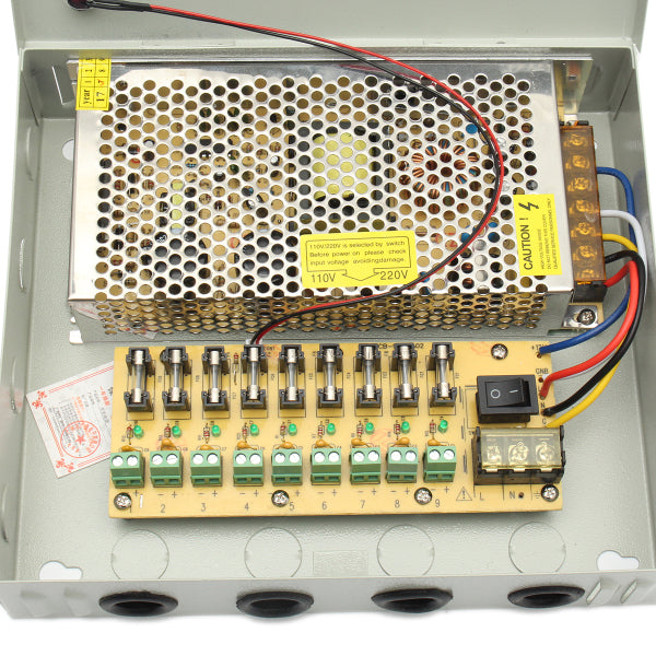 DC 12V 120W 9 Channel 8CH CCTV Power Supply Security Camera LED Strip Power Supply Box