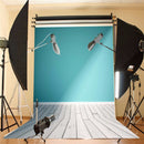 5x7FT Blue Wall Wood Floor Vinyl Photography Backdrop Photo Background Props