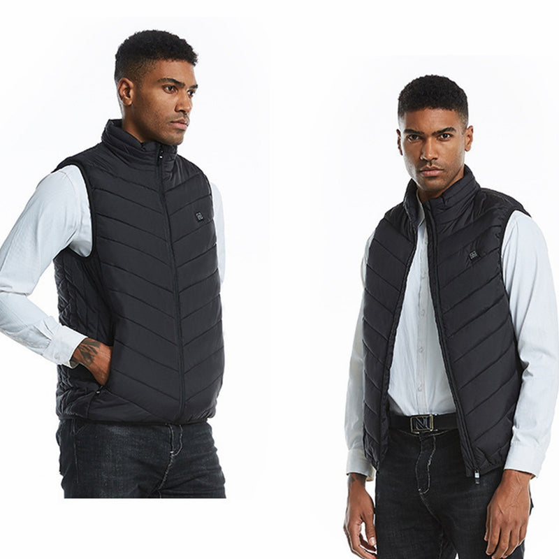 Electric USB Heatiing Warm Hooded Jacket Winter Heated Back + Abdomen + Neck Vest 3 Temperature Control