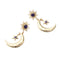 Trendy Sun Moon Star Big Ear Drop Earring Purple Rhinestone Earrings For Women
