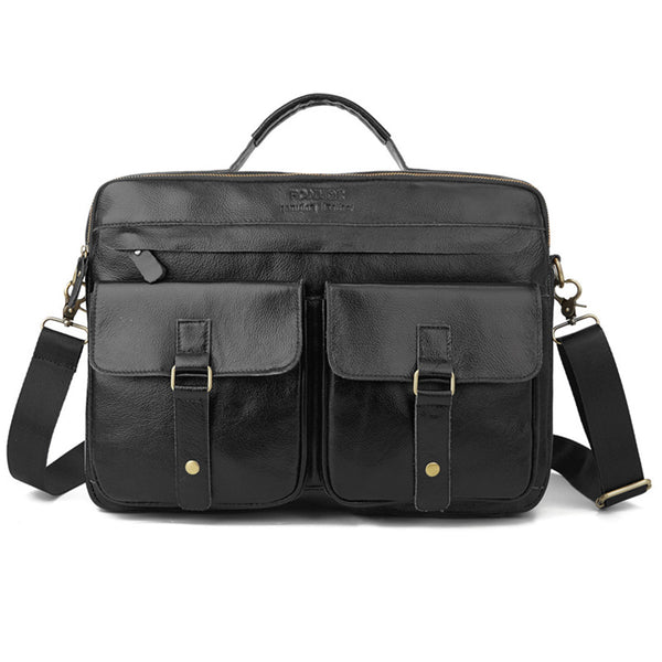 11L Men Genuine Leather Business Briefcase Messenger Shoulder Laptop Tote Handbag Outdoor Travel