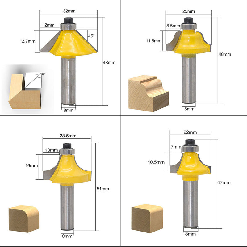 12pcs 8mm Shank Router Bit Set Woodworking Cutter Tool With Wooden Case