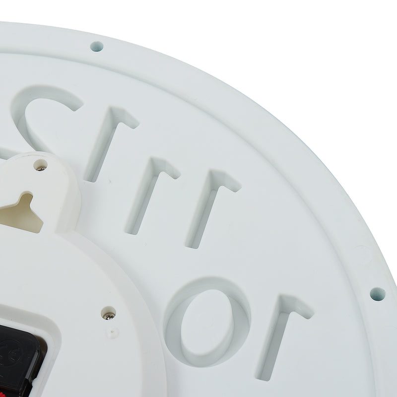 34cm Silent Round Wall Mountable Quartz Analogue Clock White and Blue Frame