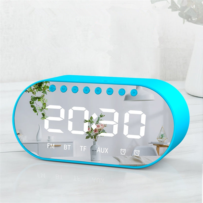 Bakeey T1 Wireless bluetooth Speaker Dual Drivers Dual Alarm Clock LED Display FM Radio TF Card Heavy Bass Stereo Speaker with Mic