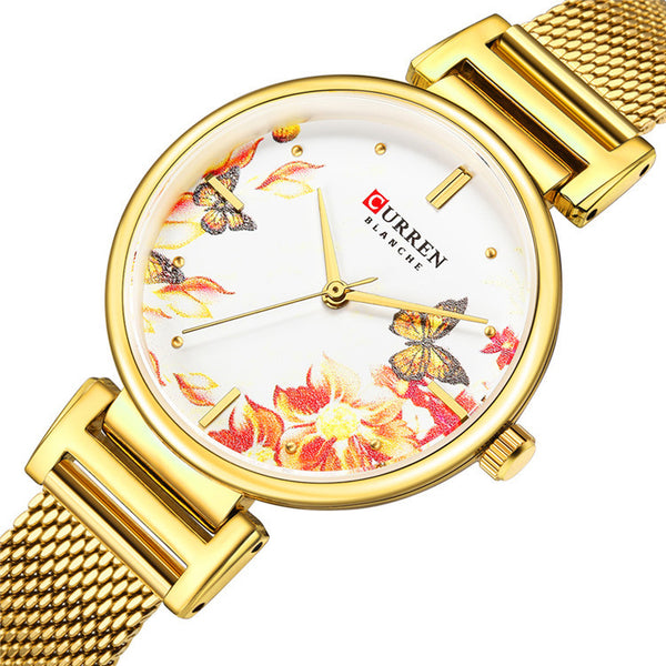 CURREN 9053 Ultrathin Casual Style Women Wristwatch Mesh Steel Band Quartz Watch