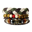 Retro Multilayer Braided Leather Rope Skull Bracelet Adjustable Wristhand for Men