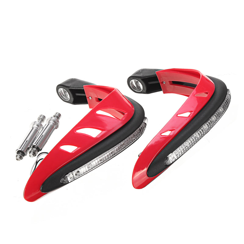 Handlebar Guard With White DRL LED Light Dirt Bike ATV Motocross Motorcycle Handguard Protector