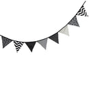 Black and White Cotton Fabric Bunting Flags Banner Baby Shower Outdoor Tent Decoration Shooting Tool