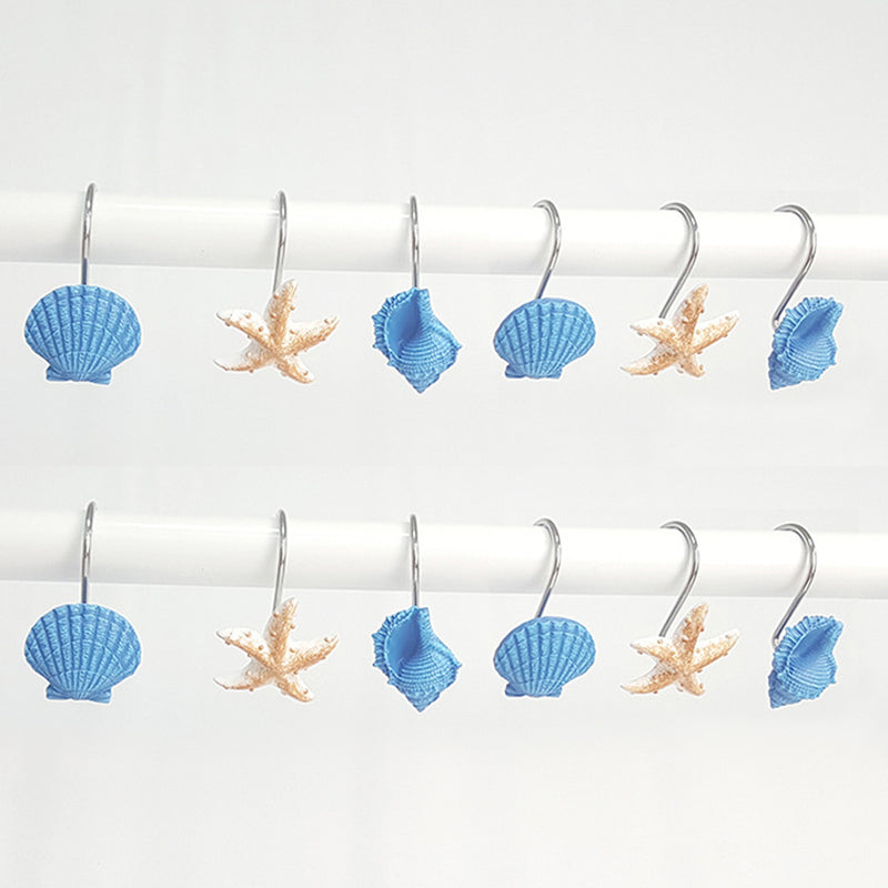 12 PCS Decorative Seashell Shower Curtain Hooks Bathroom Beach Shell Decorations