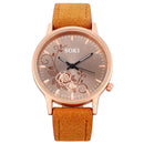 Deffrun Casual Style Women Wrist Watch Leather Watch Band Quartz Watch