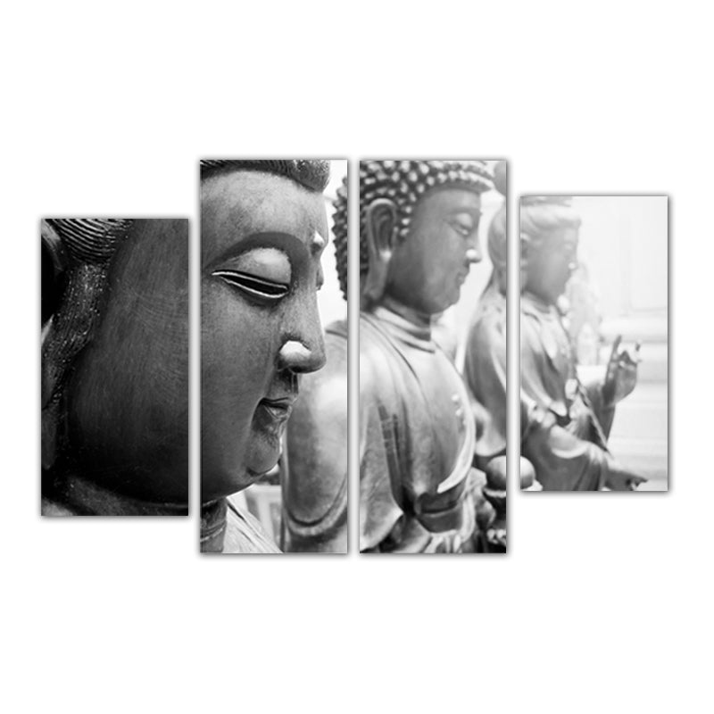 Miico Hand Painted Four Combination Decorative Paintings Bud-dha Statue Wall Art For Home Decoration