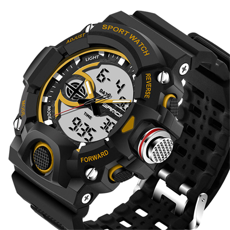 SANDA 715 Dual Display Multi-function Sport Stopwatch Outdoor Fashion Men Digital Watch