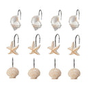 12Pcs/Box Stainless Steel Resin Bathroom Curtain Hook White Brown Starfish Shell Conch Mixed Pattern