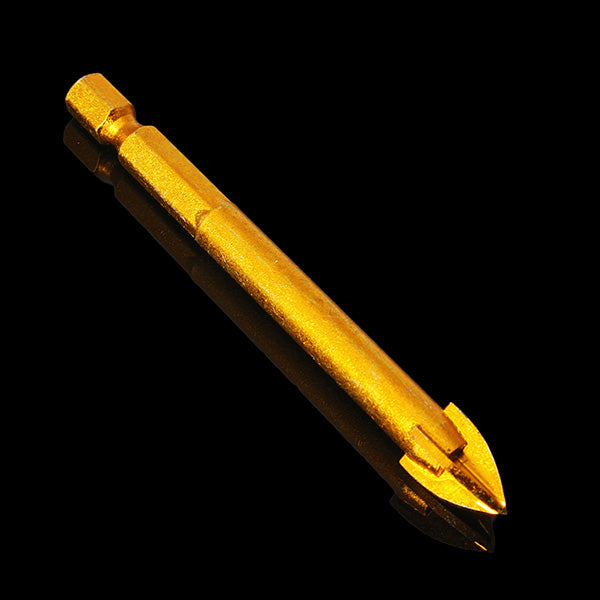 5pcs 6mm Hex Shank Spear Point Head Drill Bit Titanium Carbide Glass Drill