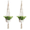 4 Legs Handmade Crude Cotton Flower Pot Decorations Hanging Basket Plant Hanger Rope with Iron Coils