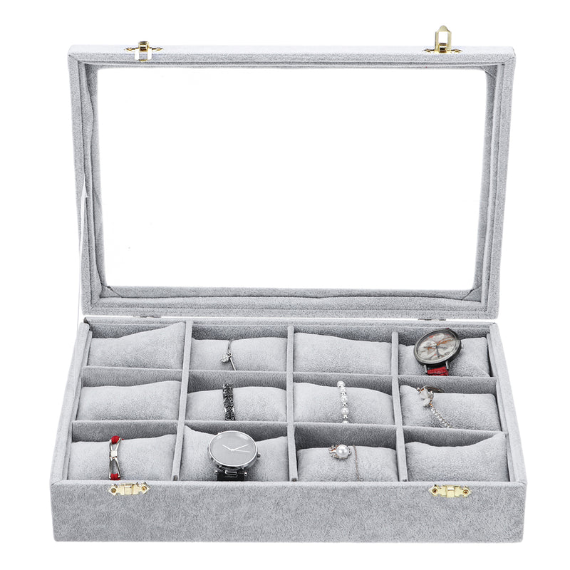 12 Grids Jewelry Storage Box Watch Display Box Velvet Watch Storage Box 35cm*24cm*7cm