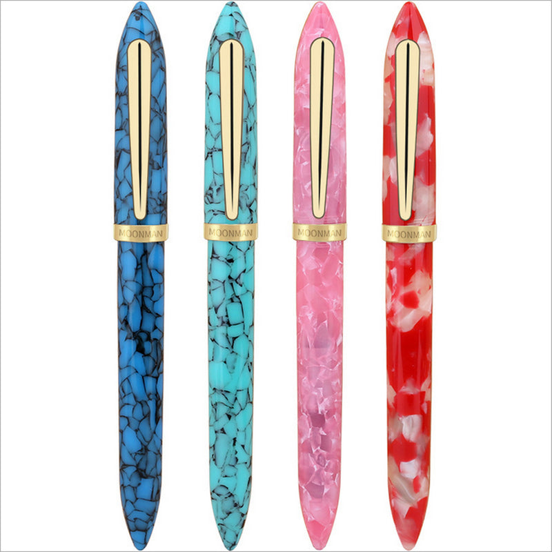 Moonman S1 Acrylic Resin Fountain Pen 0.38mm / 0.5mm Nib Writing Signing Ink Pens Office School Stationery Supplies Gift for Friends Families