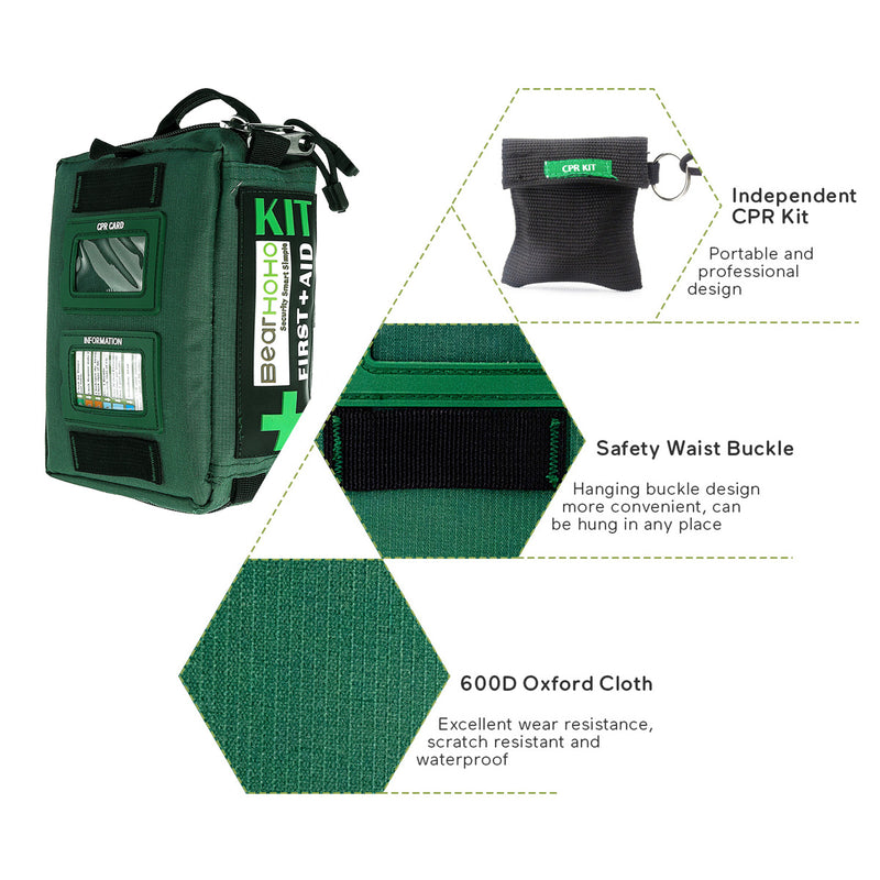 First Aid Kit Bag 165-Piece Lightweight Emergency Medical Rescue Outdoors Car Luggage School Hiking Survival Kits