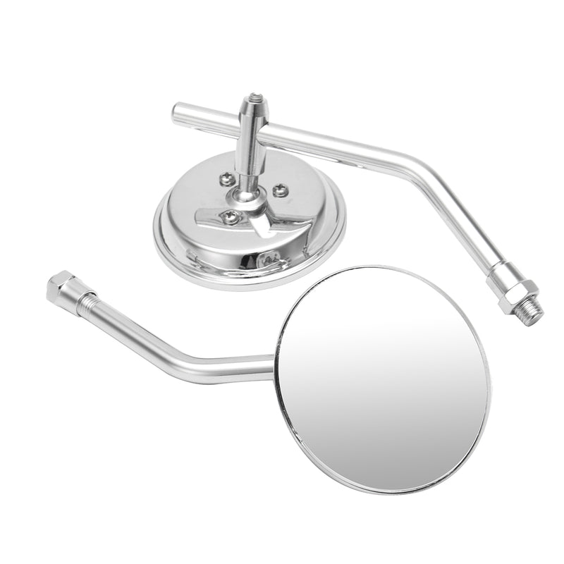 Chrome Round Classic Retro Motorcycle Rear View Mirror For Harley Thruxton Bonneville