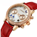 SINOBI 6556 Crystal Case Butterfly Women Leather Strap Ladies Dress Quartz Watch