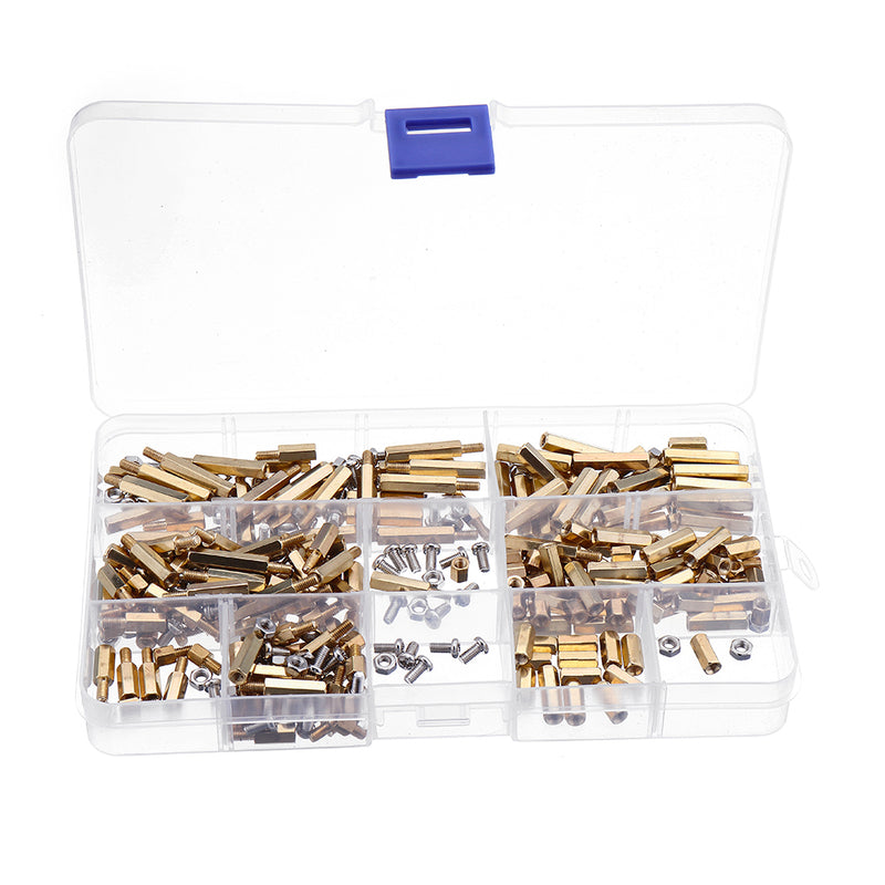 Suleve M3BH5 300Pcs M3 Brass Hex Column Standoff Support Spacer Pillar For PCB Board Screw Nut Assortment Set
