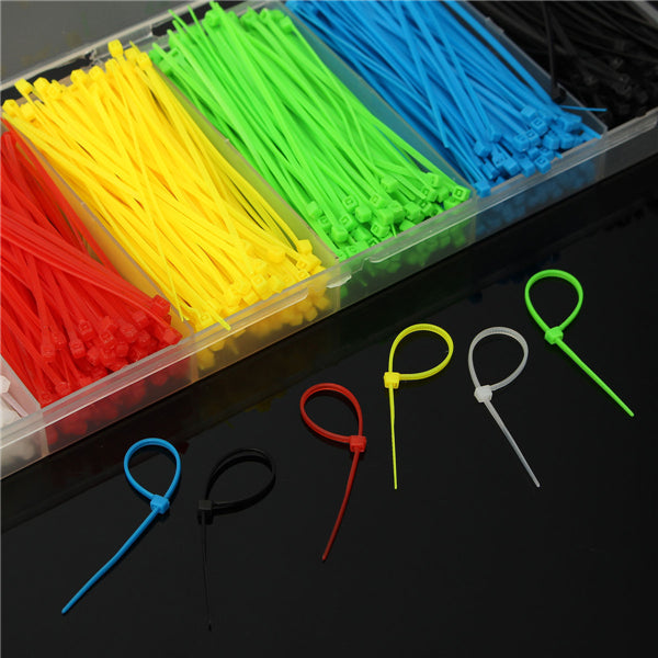 Suleve ZT01 900pcs 100x2mm Self Locking Nylon Cable Wire Zip Ties 6 Colors