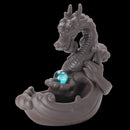 Porcelain Dragon Backflow Incense Burner Ceramic Censer Cone Holder With Glass Ball