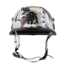 BYB Retro Cruiser Half Face Helmet Motorcycle Riding Leather Camouflage/Black