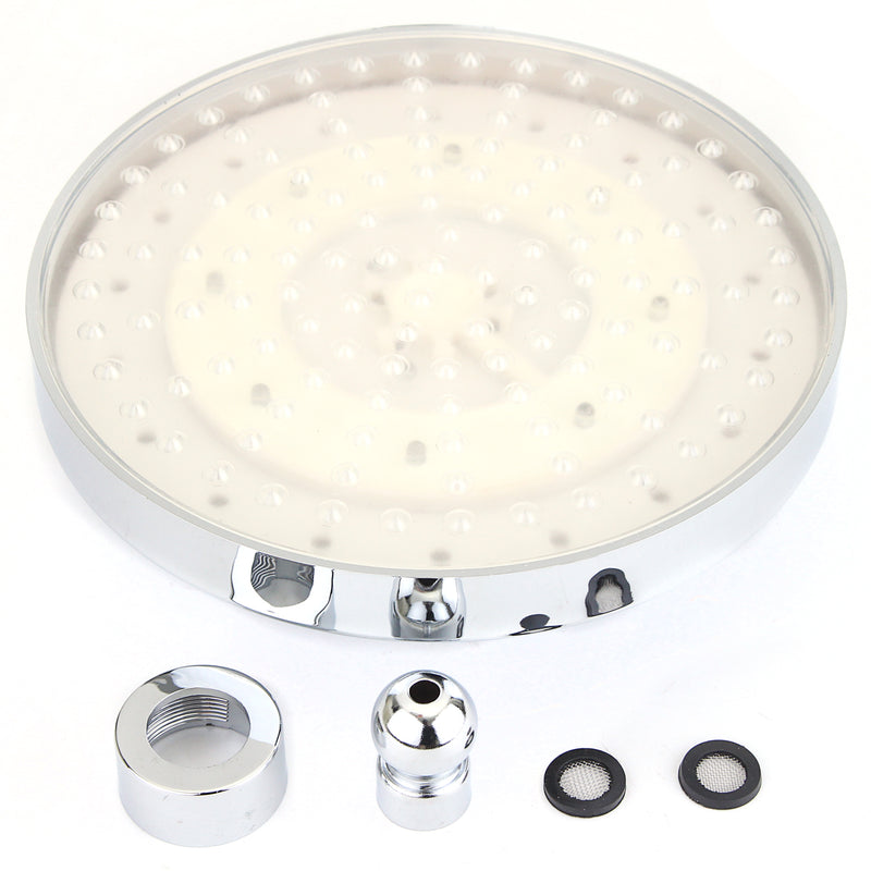 360 Adjustable 8 Inch LED Round Chrome Rain Bathroom Shower Head Rainfall 7 Color Changing Bath