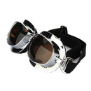 Motorcycle Helmet Scooter Goggle silver frame dark brown lens