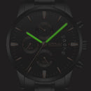 CRRJU 2222 Business Style Black Mesh Belt Men Fashion Full Steel Strap Luminous Display Quartz Watch