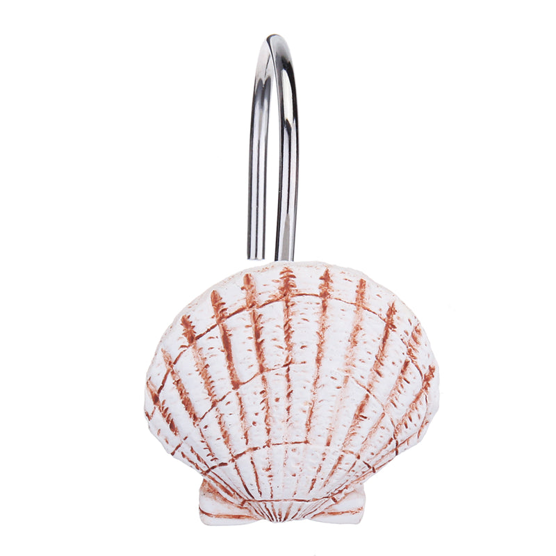 12Pcs/Pack Barthroom Shower Curtain Hooks Set for Shower Rod Beach Themed Starfish Shell Seashells Hook