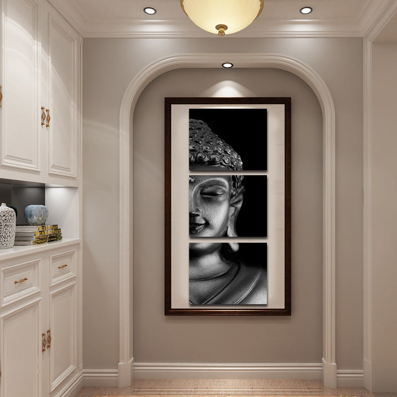 Miico Hand Painted Three Combination Decorative Paintings Half Bud-dha Wall Art For Home Decoration