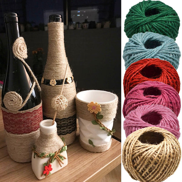 10Pcs 10M Natural Burlap Hessian Jute Twine Cord Hemp Rope Party Wedding Gift Wrapping Cords Thread DIY Scrapbooking Craft Decorations
