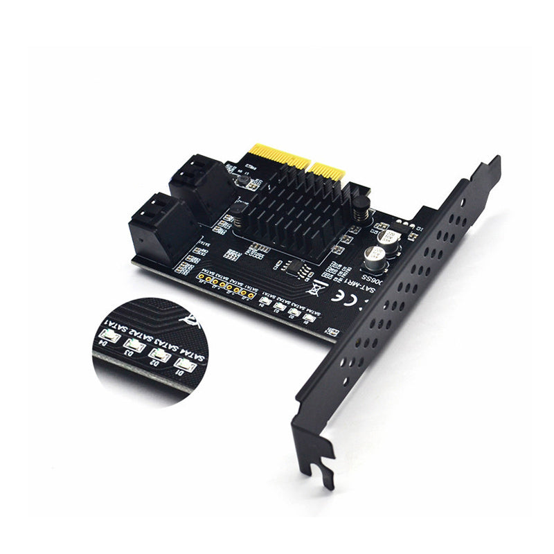 ITHOO PCE4SAT-MR1 4 Ports SATA3.0 RAID PCI-E Expansion Card 6Gbps IPFS Hard Disk RAID Card Adapter for Desktop Computer