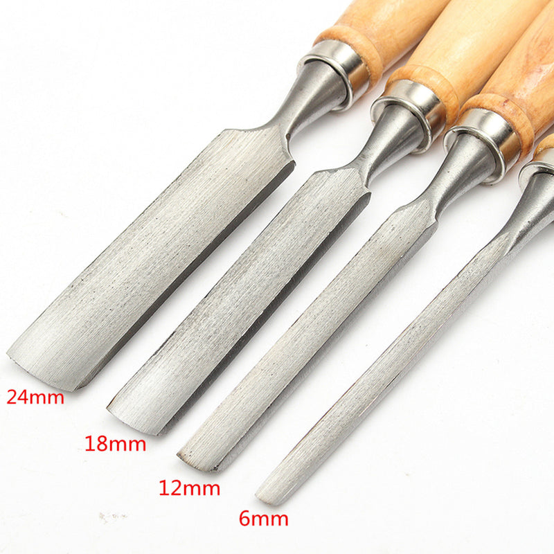 4Pcs Wood Carving Roughing Hand Chisel Tool Kit Set Working Professional Gouges