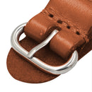 18/20/22mm Kraft Layer Leather Watch Strap Stainless Steel Rings Watch Band