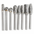 8pcs 1/4 Inch Shank Double Cut Carbide Rotary Burr Die Grinder Grinding Head Bit Tool Set