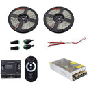 2PCS 5M SMD5050 Waterproof LED Strip Light RF Touch Dimmer+10A Power Adapter Kit DC12V