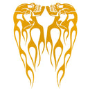2pcs 13.5x5inch Universal Motorcycle Gas Tank Flames Skull Badge Decal Sticker Red/Blue/Yellow
