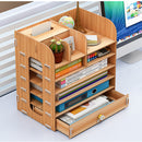 Wooden File Books Holder Bookshelf Desktop Organizer Storage Shelf File Tray Pen Pencil Holder Office School Home Supplies
