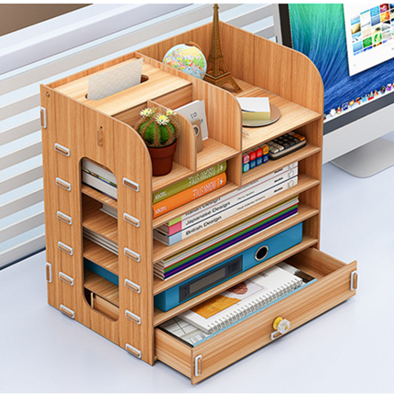 Wooden File Books Holder Bookshelf Desktop Organizer Storage Shelf File Tray Pen Pencil Holder Office School Home Supplies