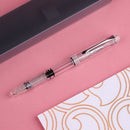 494 Piston Fountain Pen Resin Fully Transparent Clear Quality EF 0.38mm F 0.5mm Nib Ink Gift Pen for Business Office School